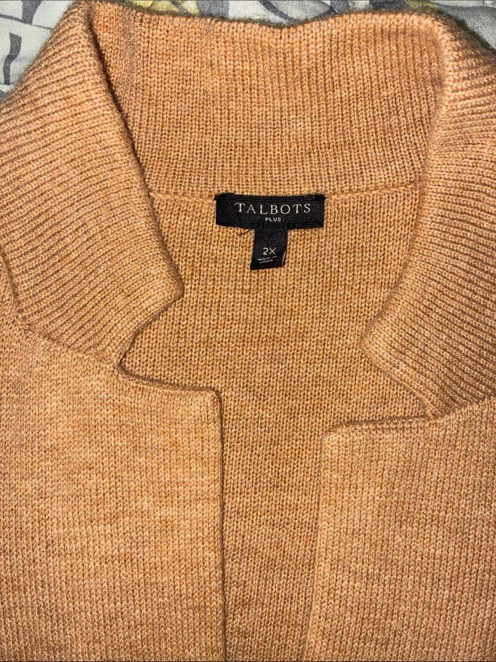 Talbots Cardigan Blazer Lambs Wool Blend Size 2X Camel Color - Picture 6 of 9